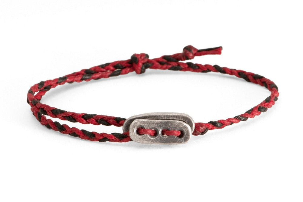 117 - Men's bracelet Canvas Sterling Silver toggle red black– 877 Workshop