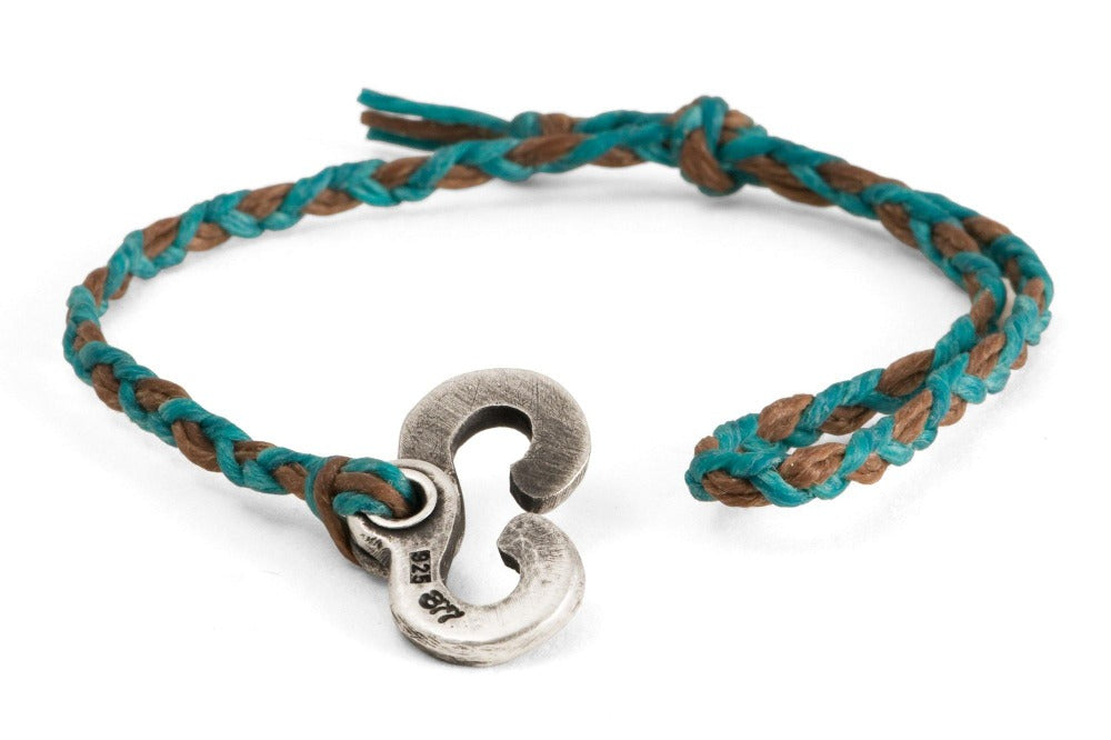 131 - Men's bracelet Canvas Sterling Silver Double Hook turquoise bro– 877  Workshop