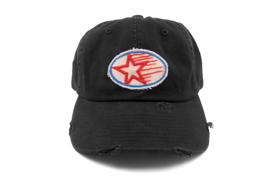 #203 - Basecap Dad Cap Star black distressed