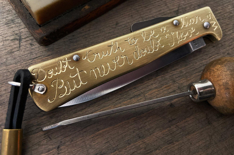 161 - OTTER x 877 Workshop – hand engraved Mercator Knife