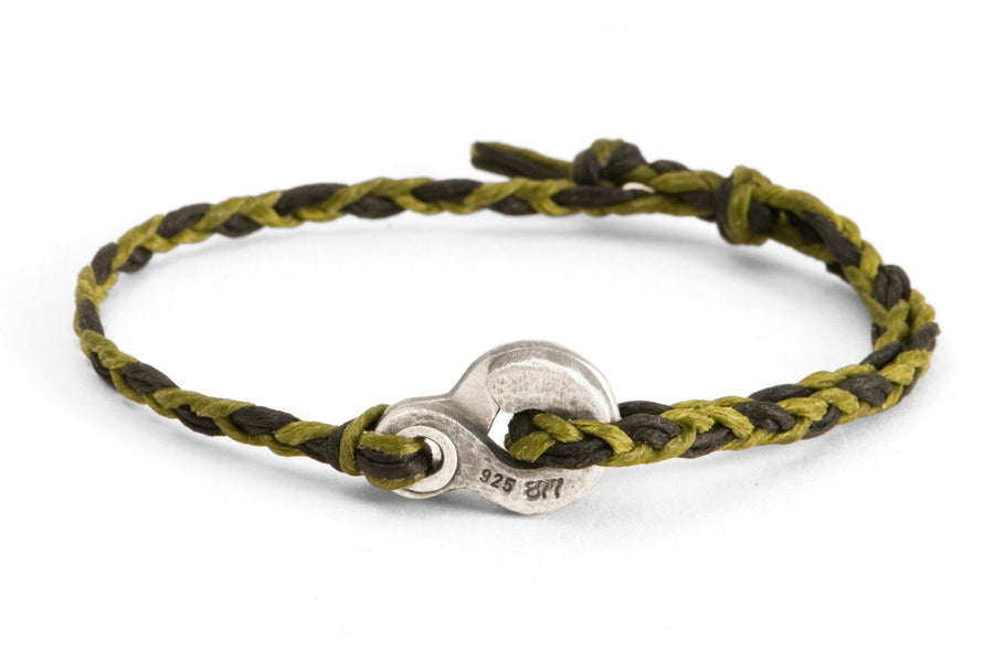 132 - Men's bracelet Canvas Sterling Silver Double Hook green black– 877  Workshop