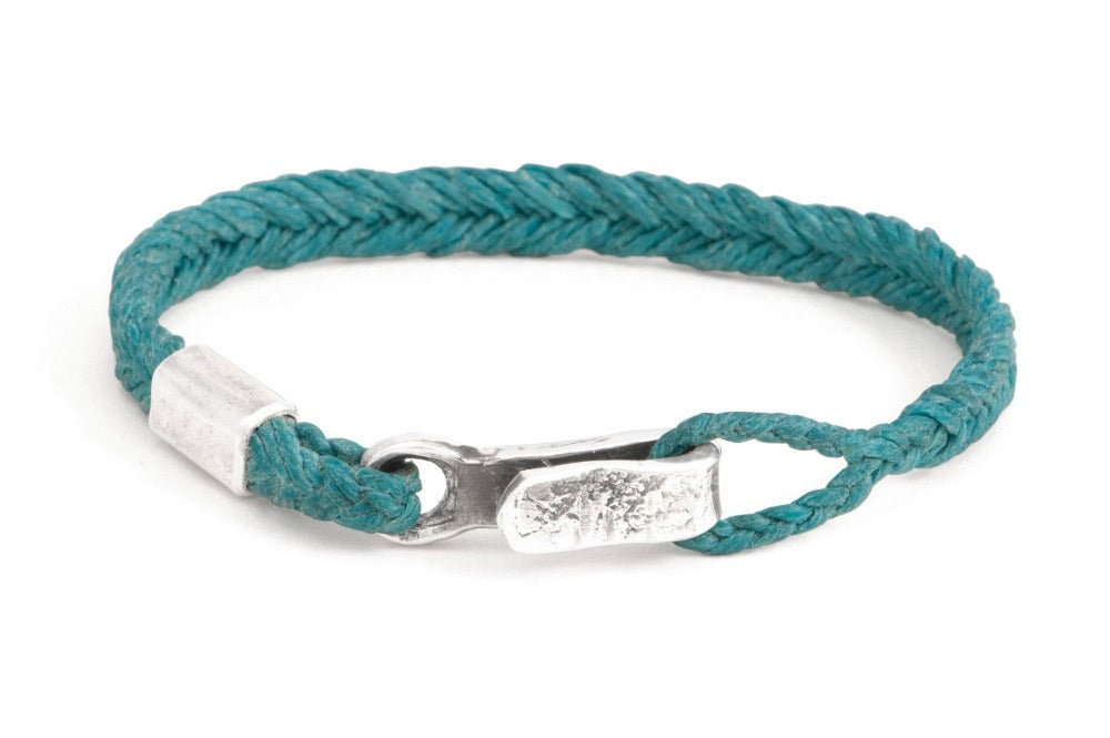 #135 - Men’s bracelet Canvas Sterling Silver turquoise– 877 Workshop